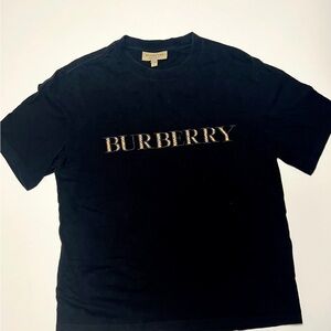 Burberry Black Crew Neck Tee embroidered logo